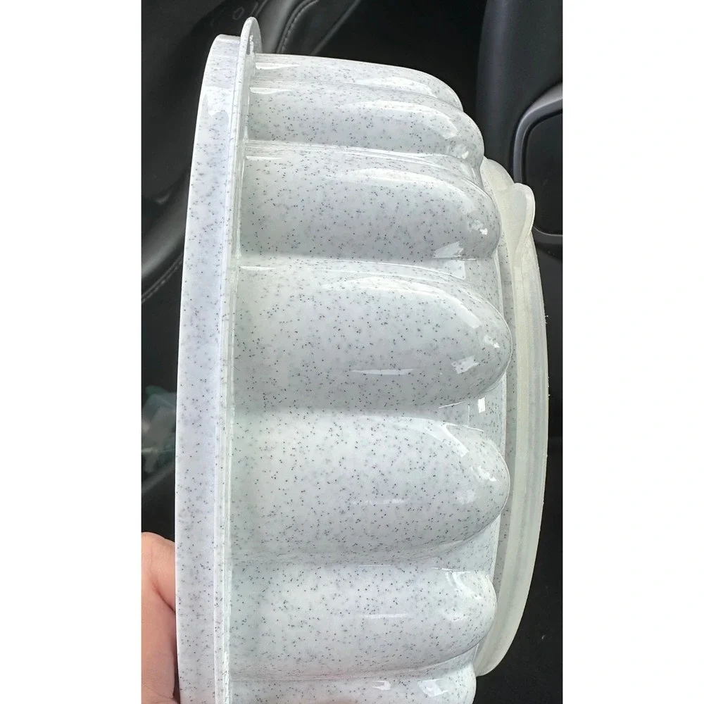 Tupperware Jel-Ring Jello Mold Grey Blue Granite Speckled 2 Piece Set NO LID